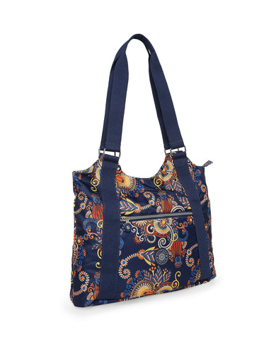 CRINKLE HAND BAG Range Blue & Yellow Floral Soft One Size Handbag