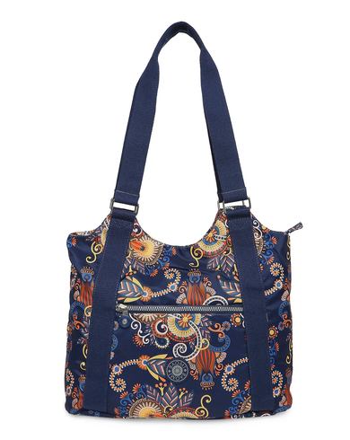 CRINKLE HAND BAG Range Blue & Yellow Floral Soft One Size Handbag
