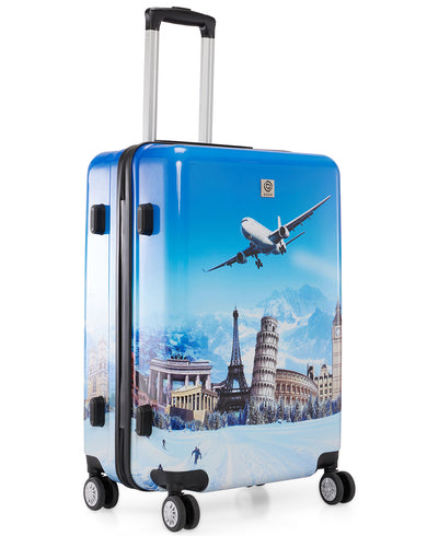 PRINTED BLUE Range Printed Blue Hard Medium Luggage