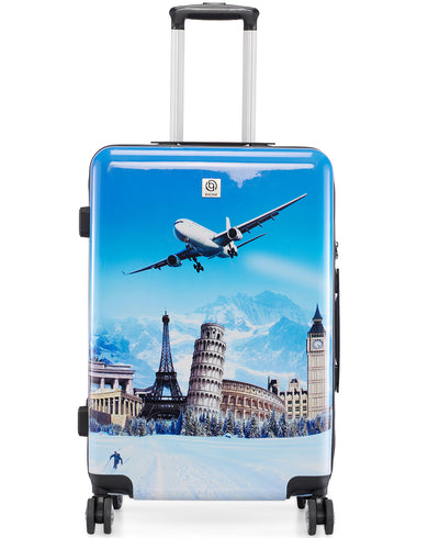 PRINTED BLUE Range Printed Blue Hard Medium Luggage