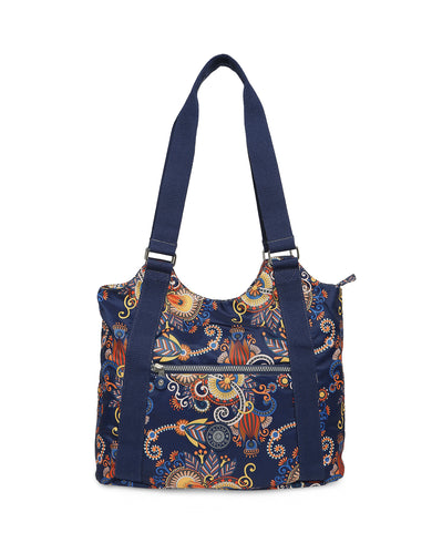 CRINKLE HAND BAG Range Blue & Yellow Floral Soft One Size Handbag